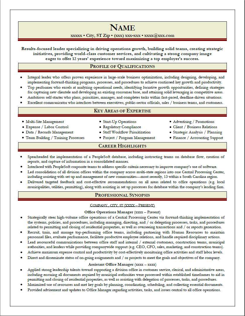 example of a well-written resume