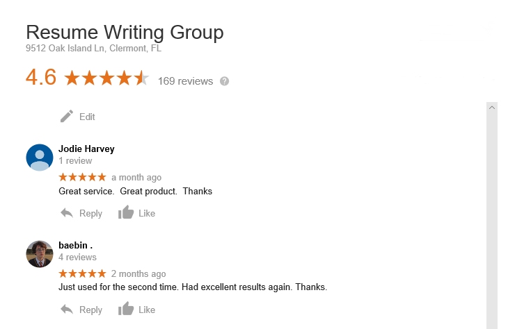 reviews of resume writing group