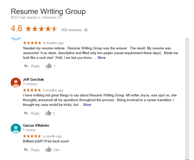 read reviews about resumewritinggroup