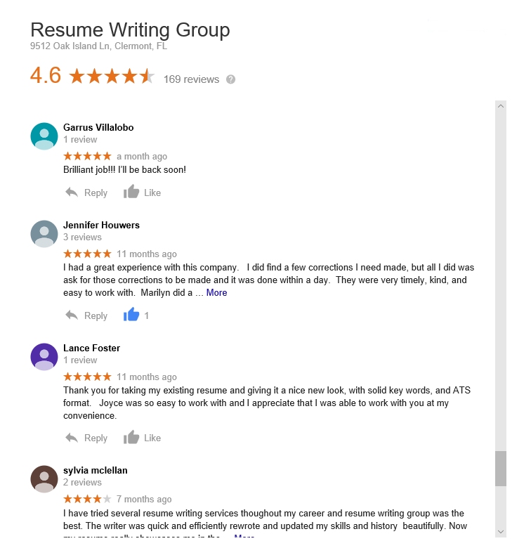 resume writing reviews of www.resumewritinggroup.com 